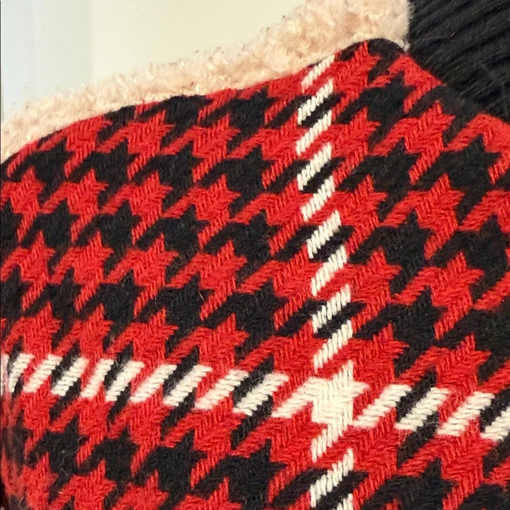 Ro & De Faux Shearling Varsity Bomber Jacket Women’s Small Red Plaid